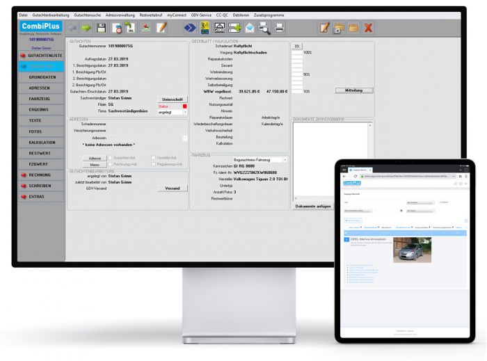 CombiPlus Hybrid Software für Kfz-Sachverstaendige und Kfz-Gutachter
